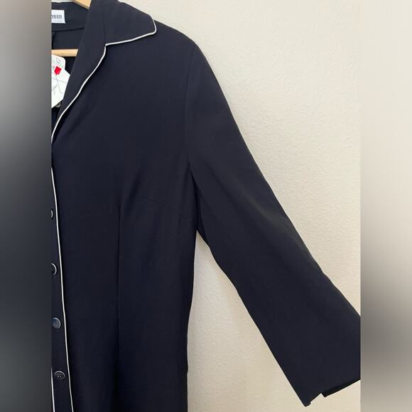 NWT Trixi Schober 100% wool black minimalist office shirt dress 3/4 sleeve sz 10 - Picture 7 of 15